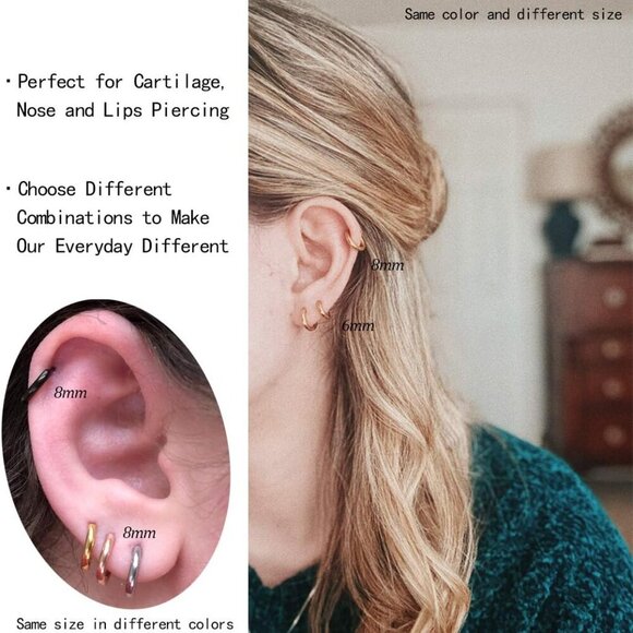 Elegant 316L Steel Huggie Hoops - Perfect for Sensitive Skin & All Occasions - Picture 6 of 7